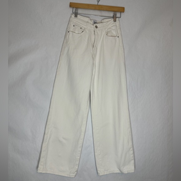 Princess Polly Denim Hailie Jeans Cream Wide Leg Non-Stretch in Size US 4 - Picture 14 of 16